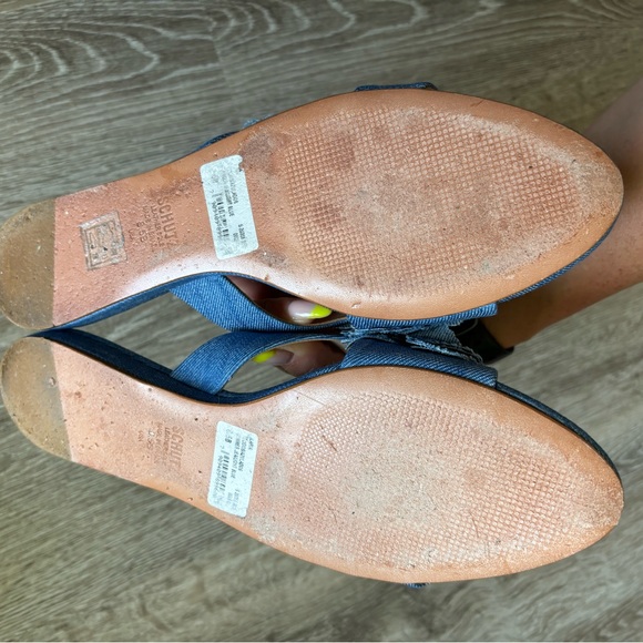 Schutz Denim Floral Slide Sandals - Picture 4 of 5